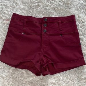 maroon button up shorts